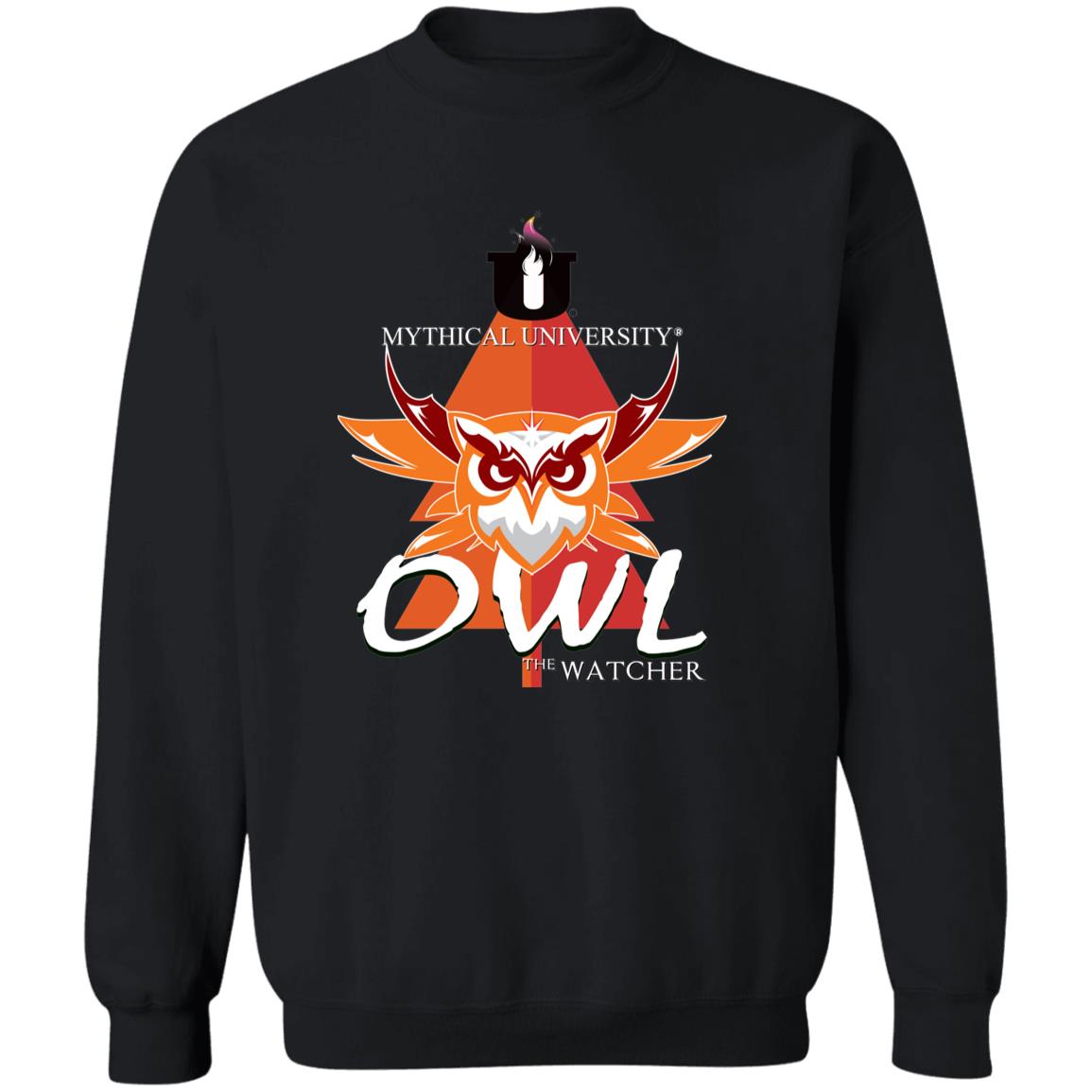 Mythical University (Owl - The Watcher) Gildan Crewneck Pullover Sweatshirt