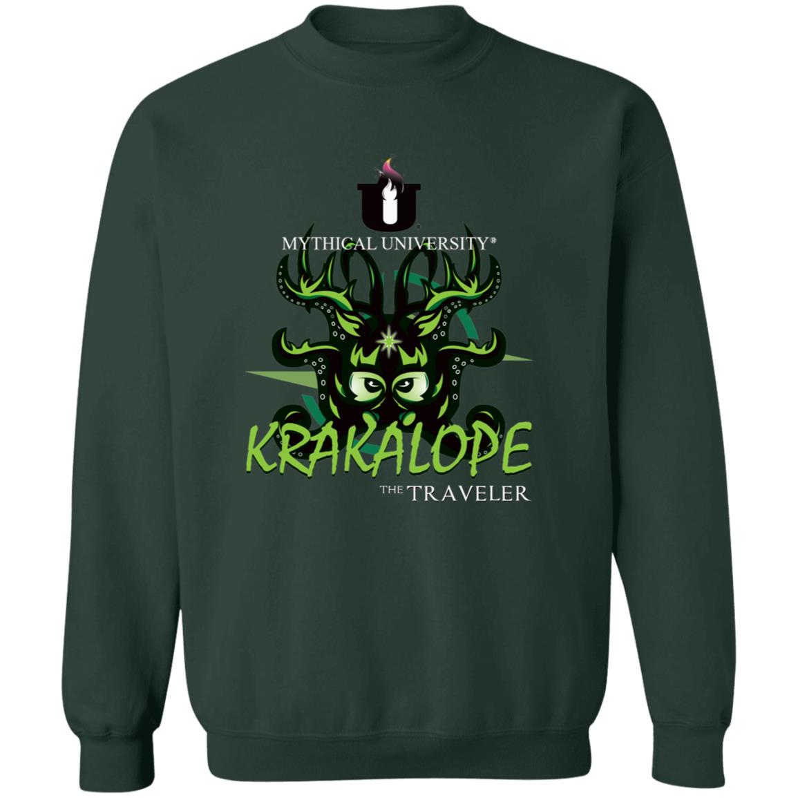 Mythical University (Krakalope - The Traveler) Gildan Crewneck Pullover Sweatshirt